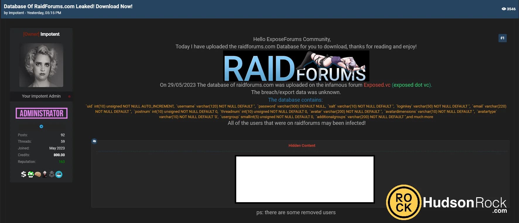 RaidForums User Database Leak Exposes 480,000 Cybercriminals